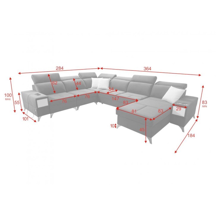 copy of Canapé d'angle reversible convertible ANDRE 202 x 85 cm en plusieurs couleurs