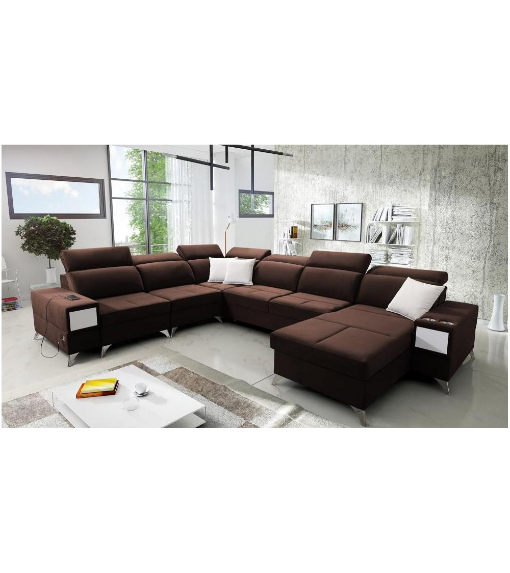 Canapé d'angle convertible DEUS VIII 364 x 284 x 184 cm en plusieurs couleurs
