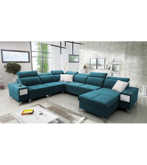 Canapé d'angle convertible DEUS VIII 364 x 284 x 184 cm en plusieurs couleurs