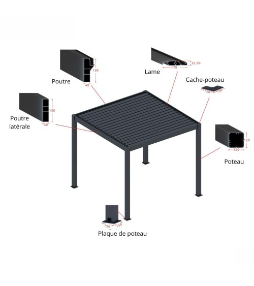 Avancé 4x3m en aluminium et vitrée
