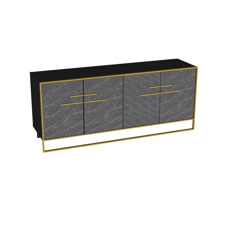 Buffet POLKA noir et doré 180 cm