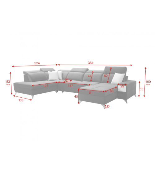 Canapé d'angle convertible ANDRE 202 x 85 cm en plusieurs couleurs