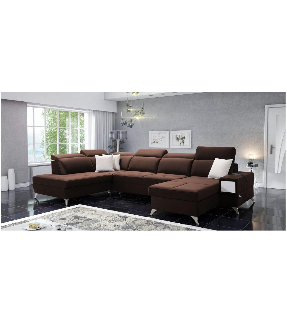 Canapé d'angle convertible DEUS VI 364 x 221 cm en plusieurs couleurs
