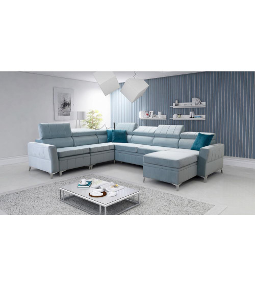 Divano angolare trasformabile BARTEZ VII 328 x 272 x 174 cm in vari colori