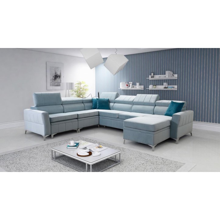 Canapé d'angle convertible BARTEZ VII 328 x 272 x 174 cm en plusieurs couleurs