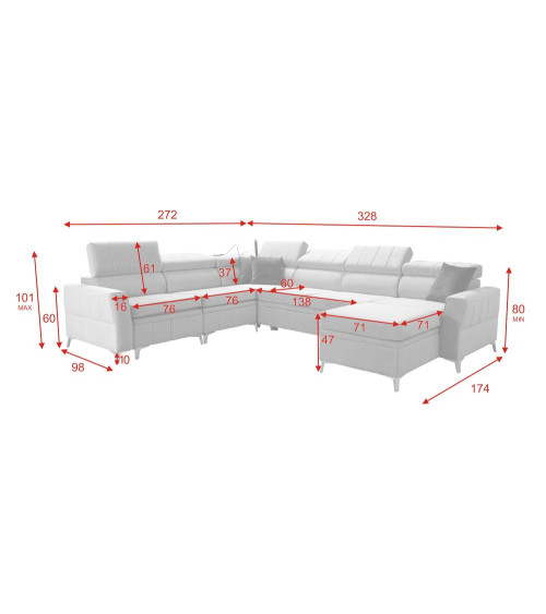 Canapé d'angle convertible ANDRE 202 x 85 cm en plusieurs couleurs