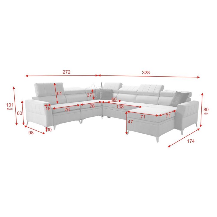 copy of Canapé d'angle reversible convertible ANDRE 202 x 85 cm en plusieurs couleurs