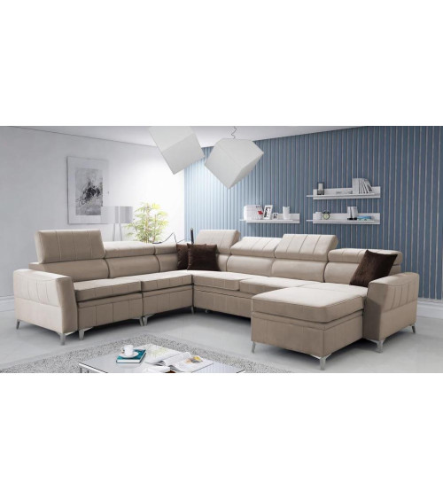 Divano angolare trasformabile BARTEZ VII 328 x 272 x 174 cm in vari colori