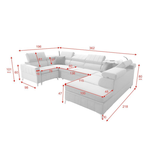 Canapé d'angle convertible ANDRE 202 x 85 cm en plusieurs couleurs
