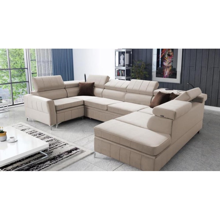 Canapé d'angle convertible BARTEZ V 362 x 196 x 218 cm en plusieurs couleurs