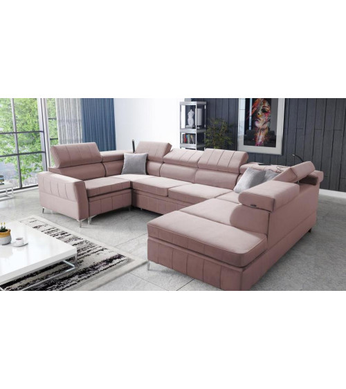 Canapé d'angle convertible BARTEZ V 362 x 196 x 218 cm en plusieurs couleurs