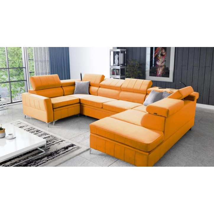 Canapé d'angle convertible BARTEZ V 362 x 196 x 218 cm en plusieurs couleurs