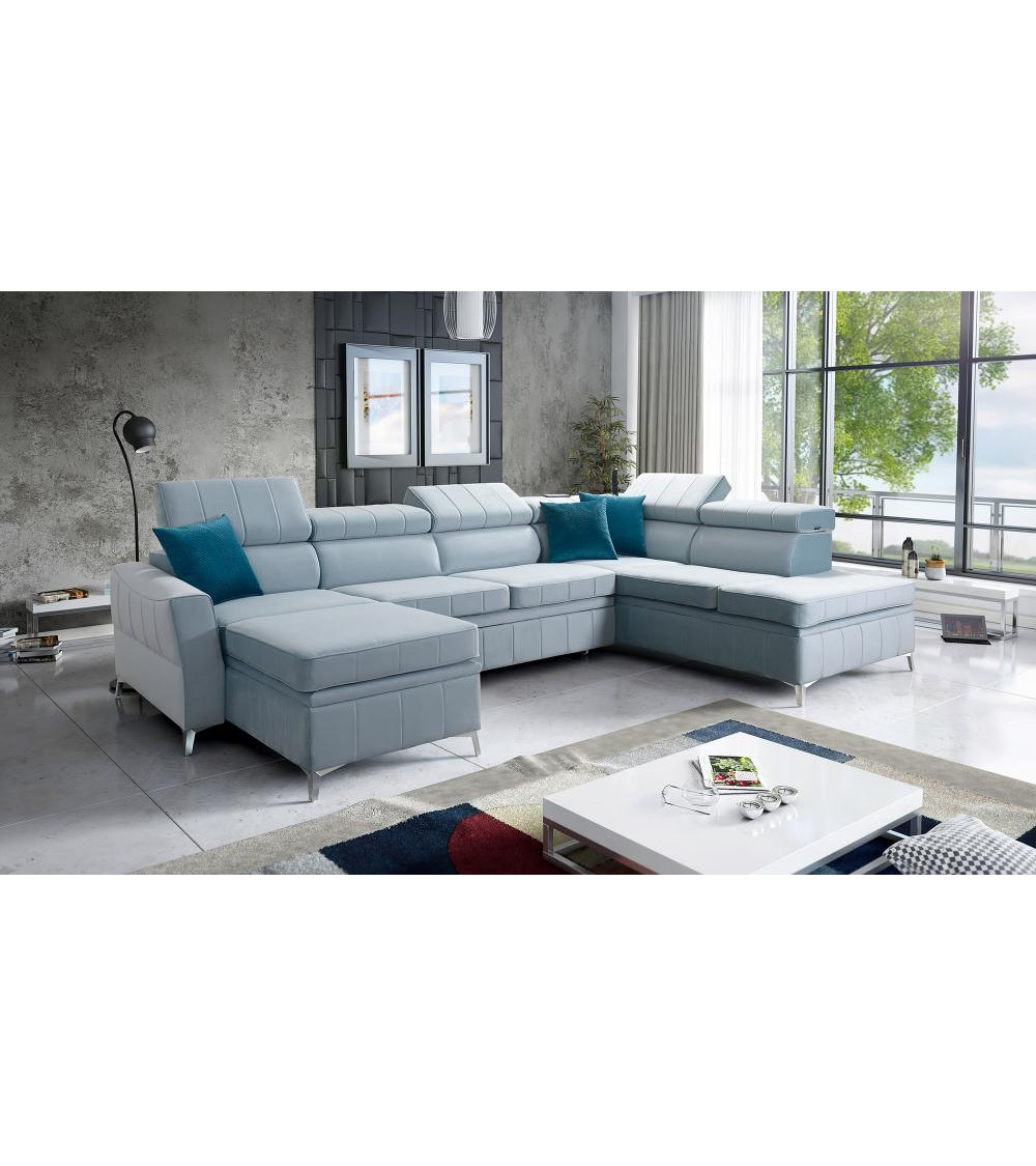 Canapé d'angle convertible BARTEZ VI 328 x 174 x 218 cm en plusieurs couleurs