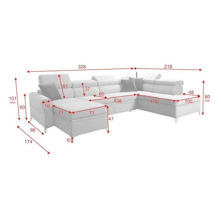 Canapé d'angle convertible BARTEZ VI 328 x 174 x 218 cm en plusieurs couleurs Canapé d'angle convertible BARTEZ VI 328 x 174 x 218 cm en plusieurs couleurs