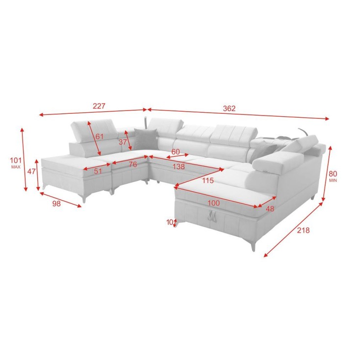 copy of Canapé d'angle reversible ANDRE 202 x 85 cm en plusieurs couleurs