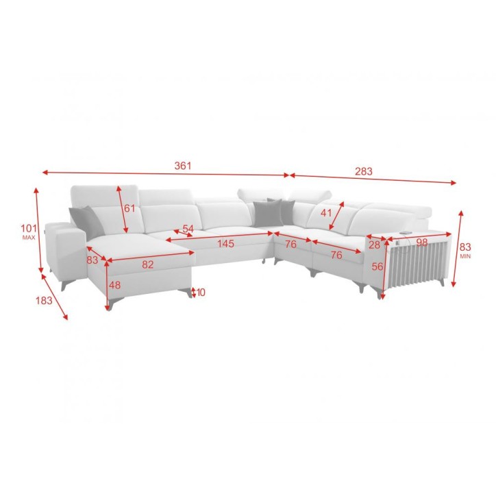 copy of Canapé d'angle reversible convertible ANDRE 202 x 85 cm en plusieurs couleurs