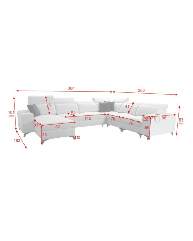 copy of Canapé d'angle reversible convertible ANDRE 202 x 85 cm en plusieurs couleurs