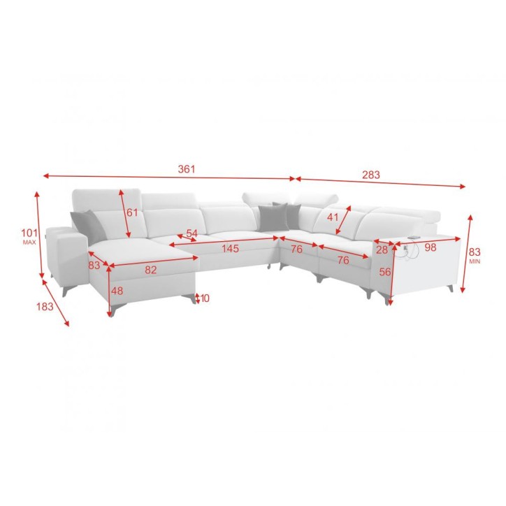 copy of Canapé d'angle reversible ANDRE 202 x 85 cm en plusieurs couleurs