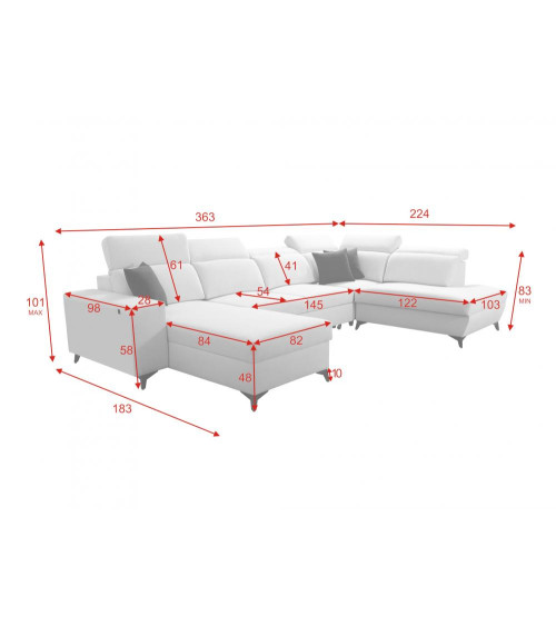 copy of Canapé d'angle reversible ANDRE 202 x 85 cm en plusieurs couleurs
