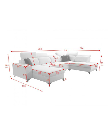 copy of Canapé d'angle reversible ANDRE 202 x 85 cm en plusieurs couleurs