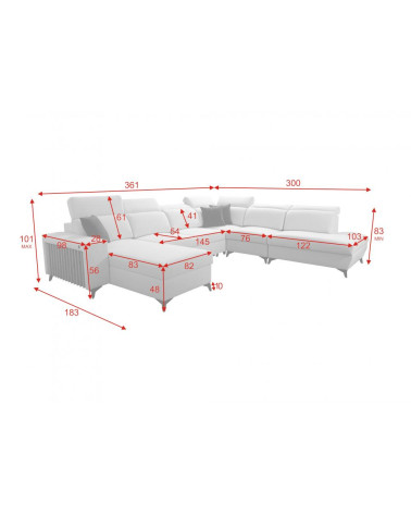 copy of Canapé d'angle reversible ANDRE 202 x 85 cm en plusieurs couleurs