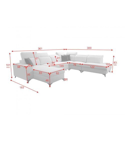 copy of Canapé d'angle reversible ANDRE 202 x 85 cm en plusieurs couleurs