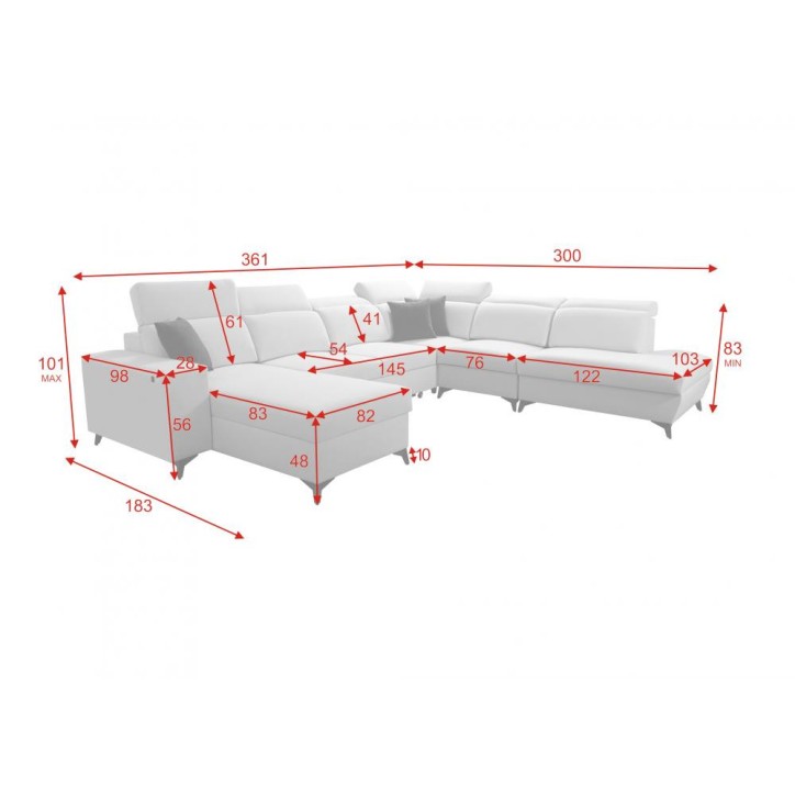 copy of Canapé d'angle reversible convertible ANDRE 202 x 85 cm en plusieurs couleurs