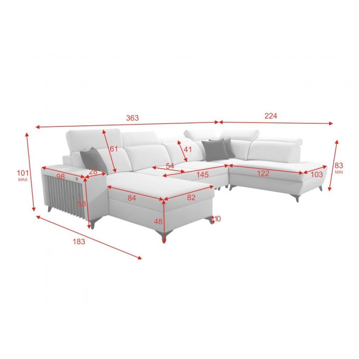 copy of Canapé d'angle reversible ANDRE 202 x 85 cm en plusieurs couleurs