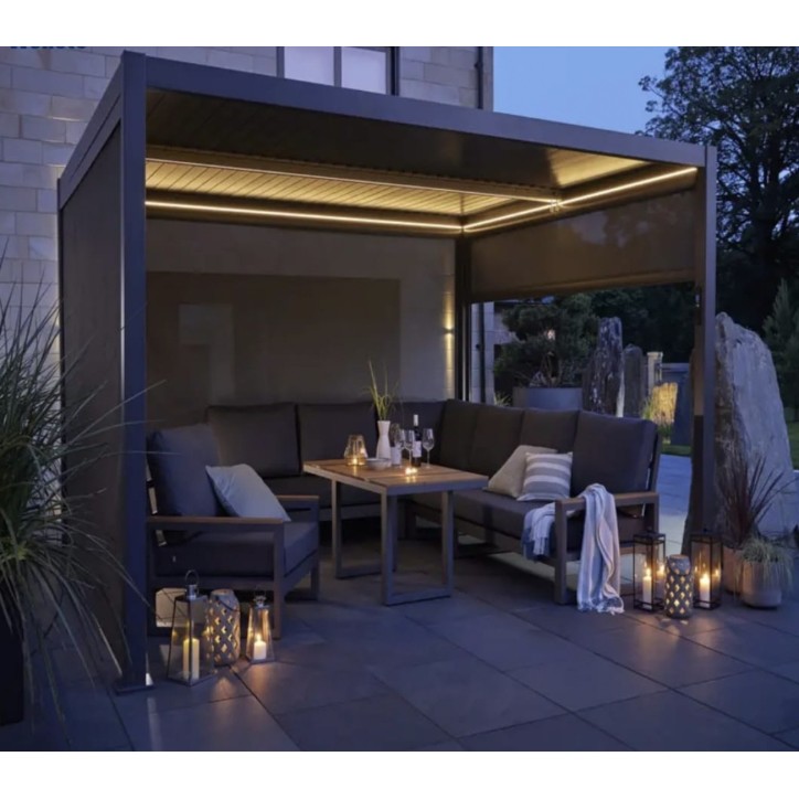 Pergola Angie bioclimatique 3x3 - 2 stores et éclairage LED Pergola Angie bioclimatique 3x3 - 2 stores et éclairage LED