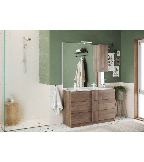 JUPITER kwik badkamerset, badmeubel + spiegel + dubbele wastafel, 122 x 86 x 47 cm