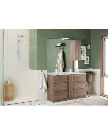 JUPITER kwik badkamerset, badmeubel + spiegel + dubbele wastafel, 122 x 86 x 47 cm