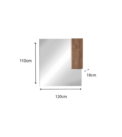 Ensemble salle de bain, meuble+miroir+double vasque JUPITER mercure, 122 x 86 x 47 cm