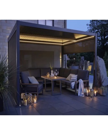 Pergola Angie bioclimatique 3x4 m - 2 stores et éclairage LED