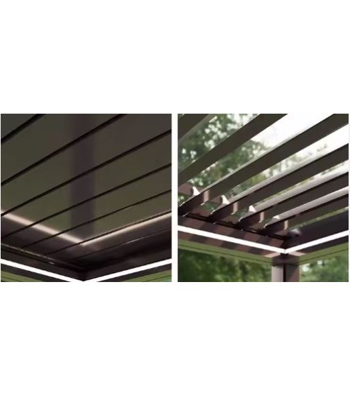 Pergola Angie bioclimatique 3x4 m - 2 stores et éclairage LED