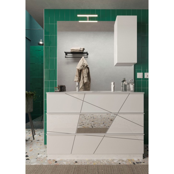 copy of Ensemble salle de bain, meuble+colonne+miroir+vasque STEEL noir frêne, en plusieurs dimensions
