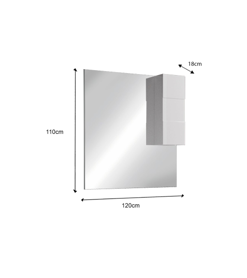 Badkamermeubel, badmeubel + spiegel + dubbele wastafel VITTORIA hoogglans wit, 122 x 86 x 47 cm