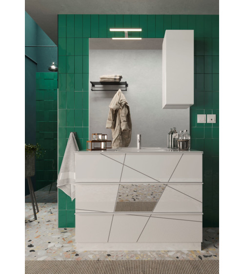 copy of Ensemble salle de bain, meuble+colonne+miroir+vasque STEEL noir frêne, en plusieurs dimensions