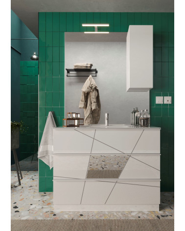 Badkamer set, badmeubel + spiegel + VITTORIA witte glanzende wastafel, 101 x 86 x 47 cm