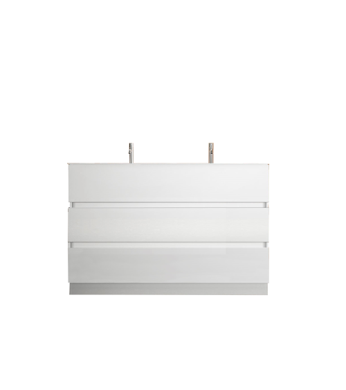 START glanzend wit badmeubel + sokkel + dubbele wastafel, 122 x 86 x 47 cm