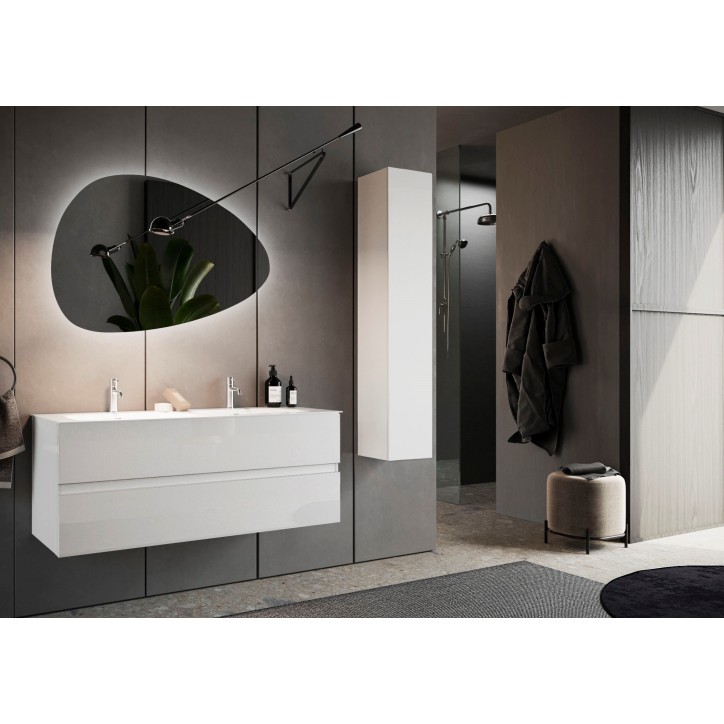 copy of Ensemble salle de bain, meuble+colonne+miroir+vasque STEEL noir frêne, en plusieurs dimensions