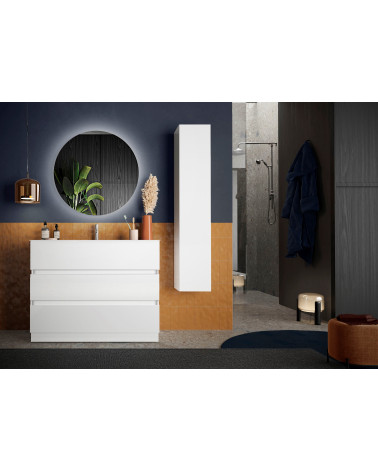 Ensemble salle de bain, meuble+colonne+vasque START blanc brillant, 101 x 86 x 47 cm