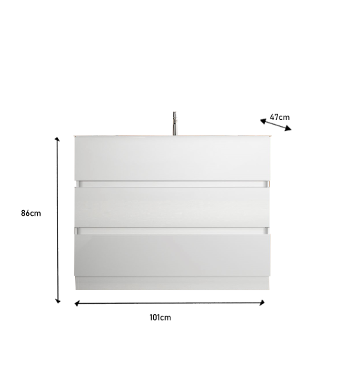 Conjunto de casa de banho, móvel START+coluna+bacia, branco brilhante, 101 x 86 x 47 cm