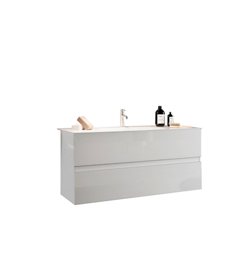 Ensemble salle de bain, meuble suspendu+colonne+vasque START blanc brillant, 101 x 53 x 47 cm