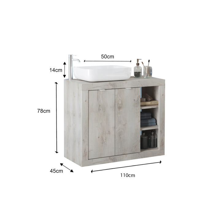 Muebles de baño BASIC pino blanco 110 x 78 x 45 cm