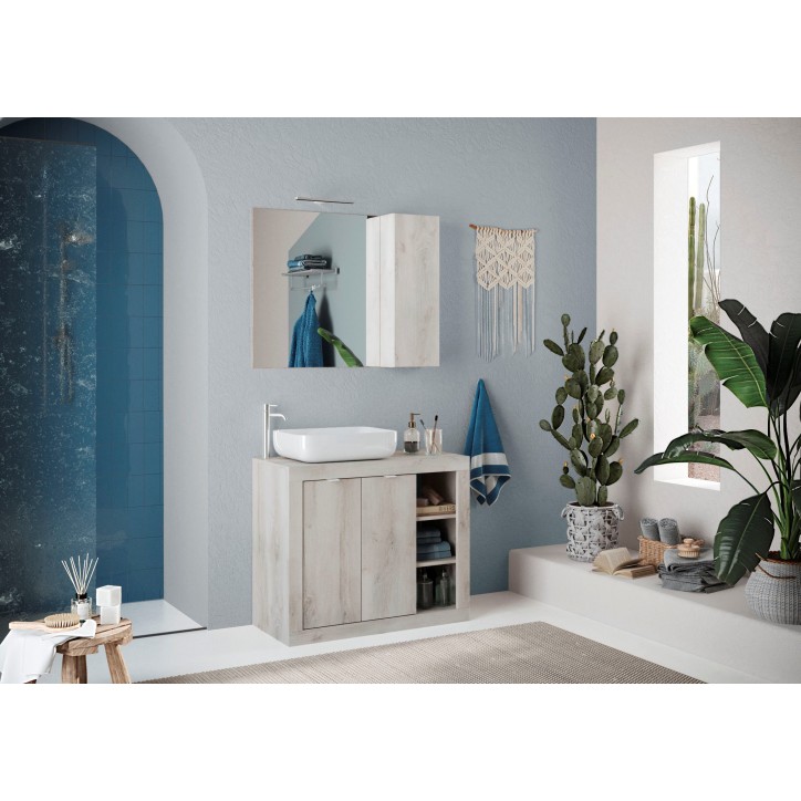 Mueble de baño BASIC pino blanco, 92 x 78 x 45 cm