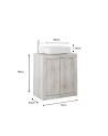 Muebles de baño BASIC pino blanco, 70 x 78 x 45 cm