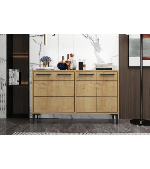 Buffet STRIA 4 portes 120 cm bois et noir