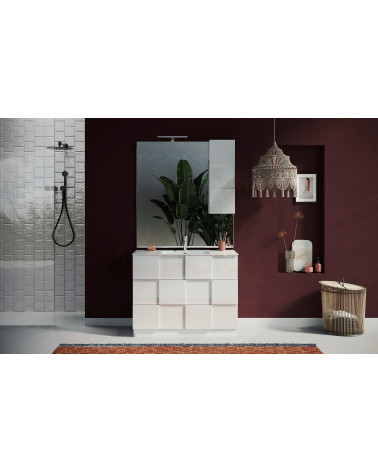 Set da bagno DAMA, mobiletto+specchio+lavabo BASIC bianco lucido 101 x 86 x 47 cm