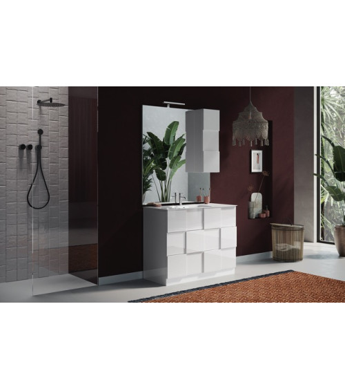 Ensemble salle de bain DAMA BASIC blanc brillant 101 x 86 x 47 cm