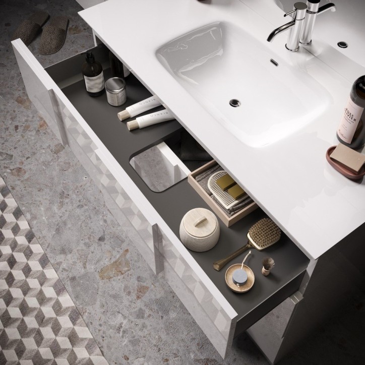 Set da bagno DAMA BASIC bianco lucido 101 x 86 x 47 cm